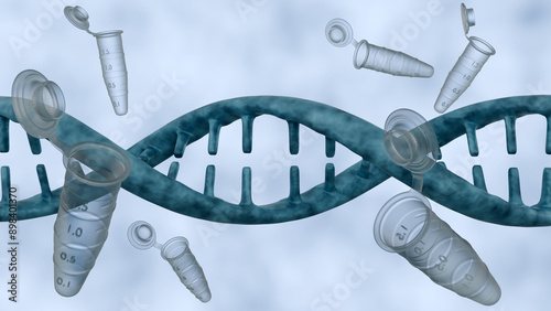 3d rendering of Eppendorf tubes are often used in research to store and purify DNA.  photo