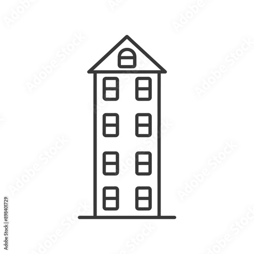 Line art illustration of a tall building with windows