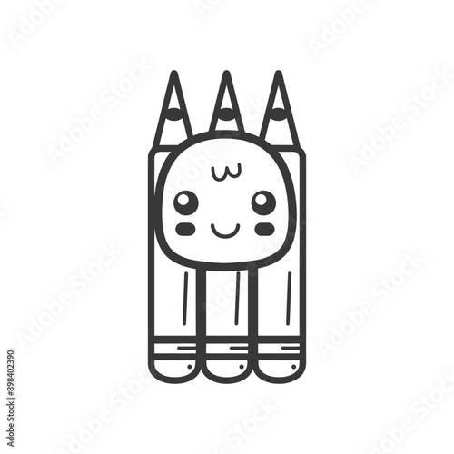 Cute Cartoon Crayon Character with Big Eyes and Smiling Face