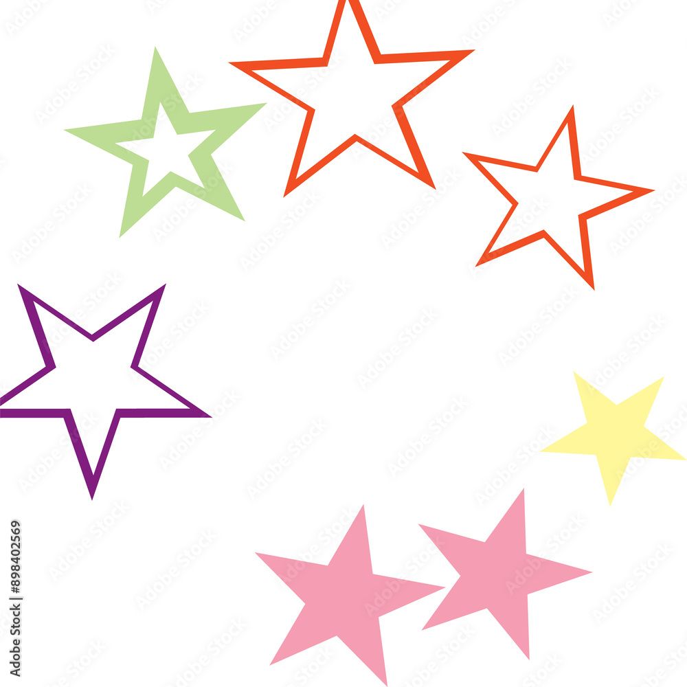 Object fountain organized from random sparcle star pictographs as fireworks. Object fountain organized from random sparcle star pictographs as fireworks.