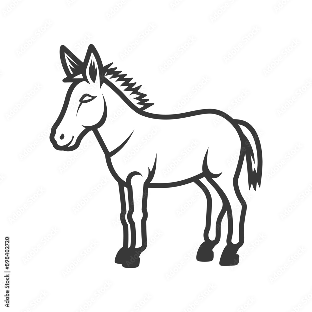 A Black and White Line Drawing of a Donkey A Black and White Line Drawing of a Donkey