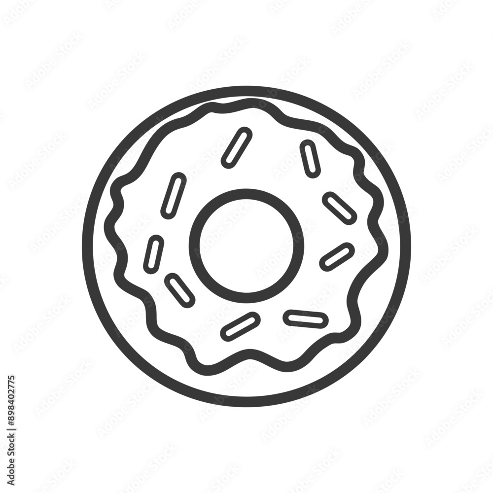 Line Drawing of a Donut with Sprinkles Line Drawing of a Donut with Sprinkles