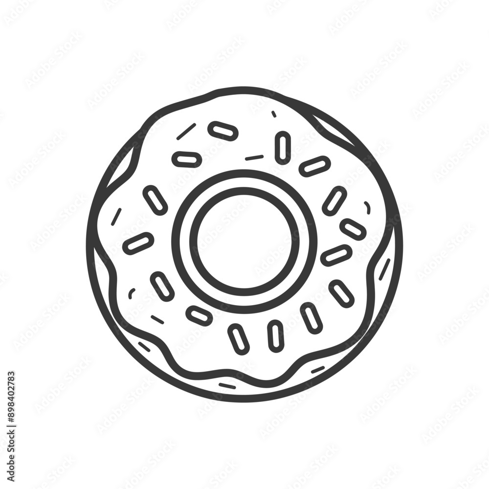 Hand Drawn Outline of a Glazed Donut with Sprinkles Hand Drawn Outline of a Glazed Donut with Sprinkles