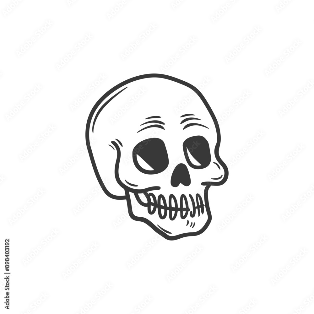 Hand drawn illustration of a cartoon skull with an open mouth Hand drawn illustration of a cartoon skull with an open mouth