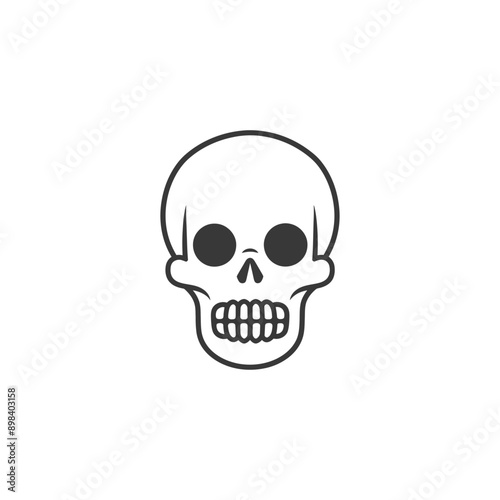 Black and White Outline Drawing of a Human Skull