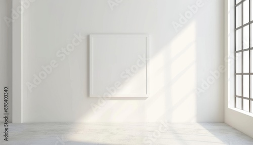 White Room With Empty Frame and Sunlit Window