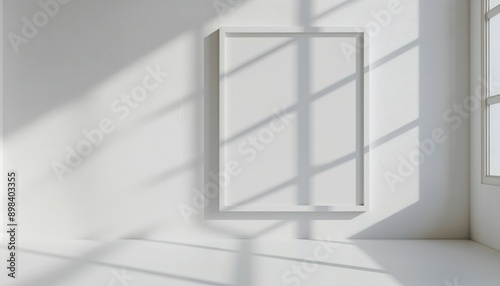 White Room With Empty Frame and Sunlight Streaming Through Window
