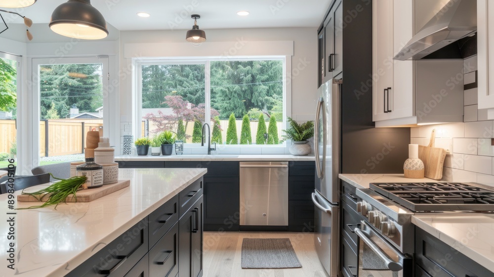 Modern Kitchen with Large Windows Modern Kitchen with Large Windows