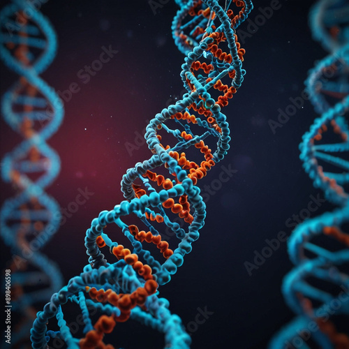 Abstract animated structure of a DNA molecule from particles. Concept animation of digital DNA