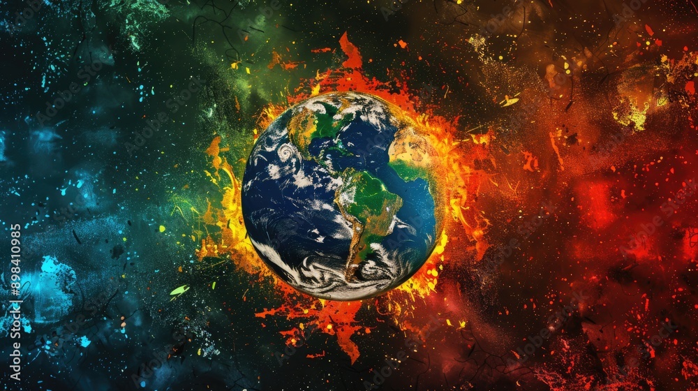 The severity of climate change is highlighted by a world where continents are on fire. The severity of climate change is highlighted by a world where continents are on fire.