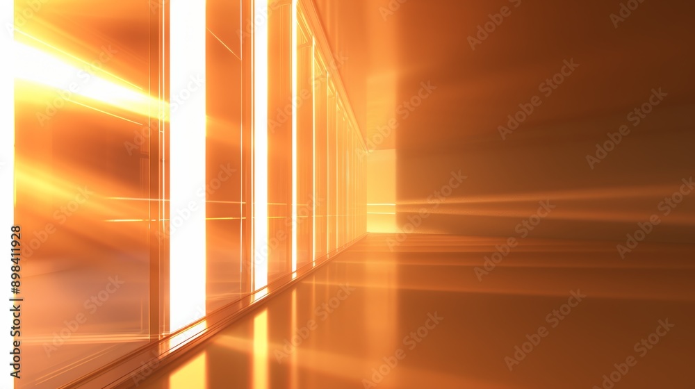 Light shining through glass panels in orange background Light shining through glass panels in orange background