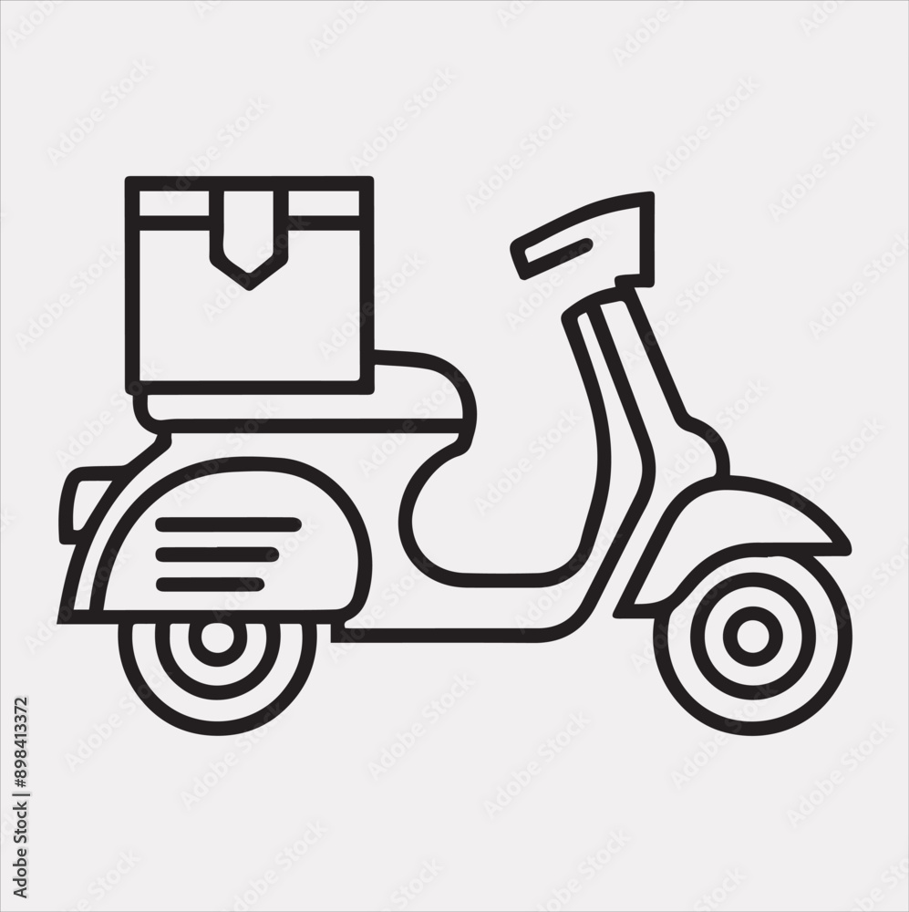 Scooter motor Courier line Art silhouette vector on white background Scooter motor Courier line Art silhouette vector on white background