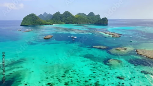 Wallpaper Mural View from the dran, flight over tropical islands with green jungles and white beaches and clear blue waters.
Concept: exotic vacation and ecotourism Torontodigital.ca