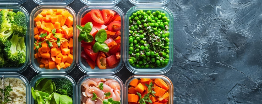 Healthy meal prep featuring colorful vegetables packed in clear containers, perfect for nutrition and lifestyle planning. Healthy meal prep featuring colorful vegetables packed in clear containers, perfect for nutrition and lifestyle planning.