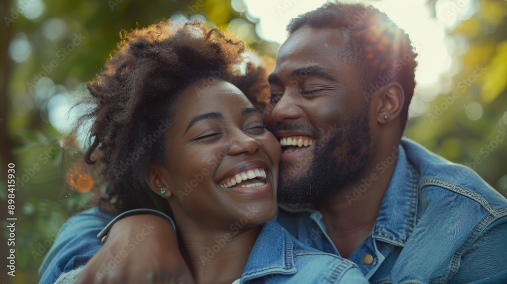 A young couple hugs in the park and dates in the sun and environment. Relax and grin as guy hugs lady in garden for love, care, and support with diversity mate. A young couple hugs in the park and dates in the sun and environment. Relax and grin as guy hugs lady in garden for love, care, and support with diversity mate.