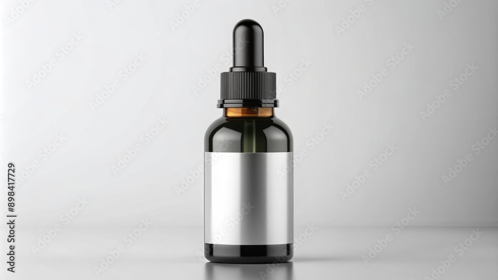 Professional black dropper bottle isolated with clear label space, suitable for detailed product descriptions Professional black dropper bottle isolated with clear label space, suitable for detailed product descriptions