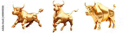 Sports gold bull. Cut out transparent background. - Generative AI