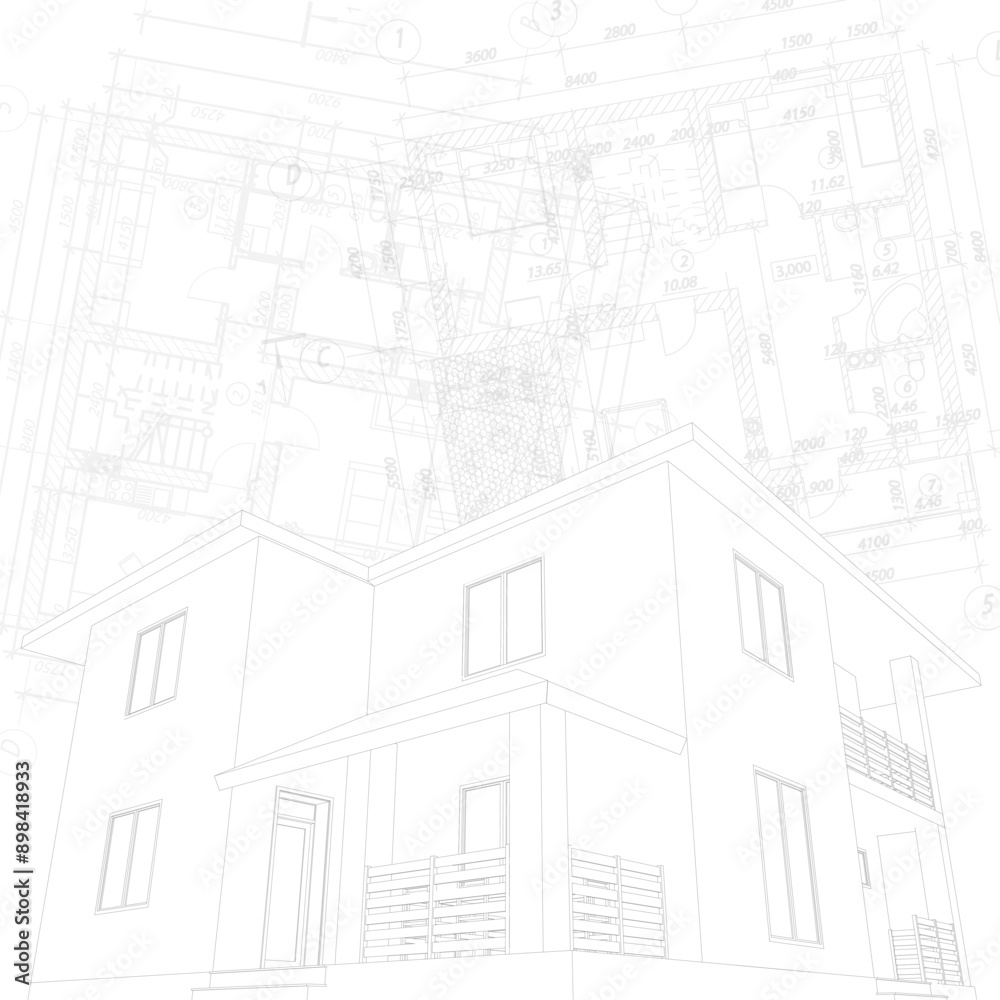 Architectural background. Vector blueprint. Detailed floor plans suburban house. Architectural background. Vector blueprint. Detailed floor plans suburban house.