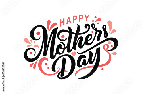 A typography for the text happy mother's day calligraphy style with simple ornament for t shirt design vector art illustration