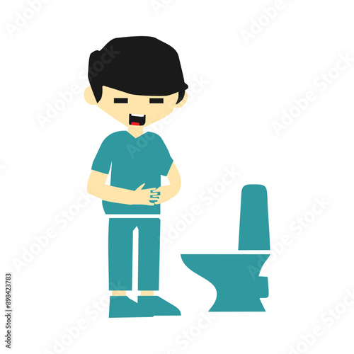 Boy Diarrhea with vector illustration design