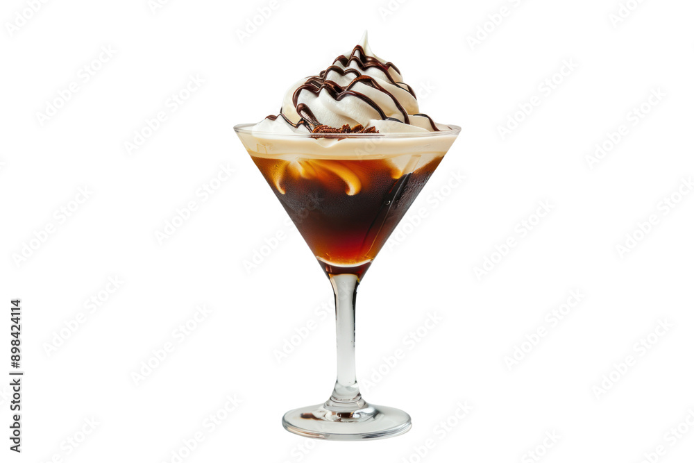 Creamy cocktail with vanilla ice cream on a white background. Creamy cocktail with vanilla ice cream on a white background.