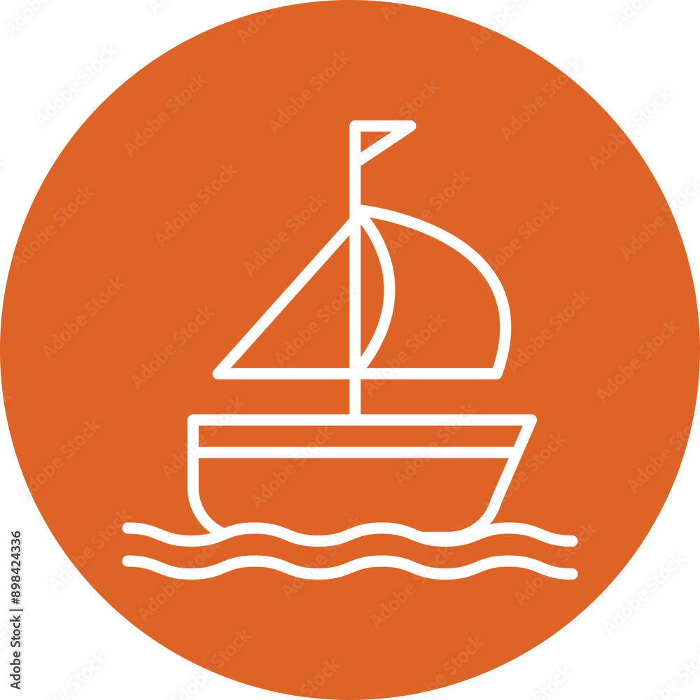 Sailboat line circle icon Sailboat line circle icon