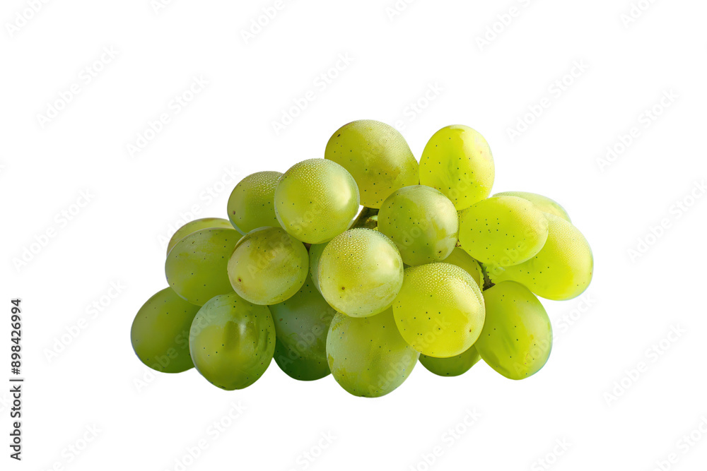A bunch of green grapes, isolated on a white background.