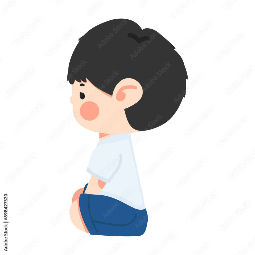 Side View kid Sitting on Floor Side View kid Sitting on Floor