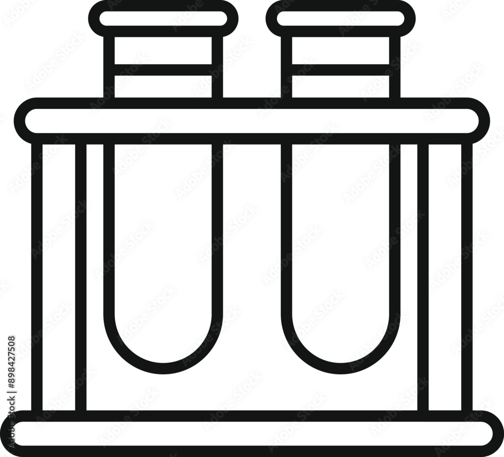 Two test tubes standing in a test tube rack being used for an experiment by a scientist in a laboratory Two test tubes standing in a test tube rack being used for an experiment by a scientist in a laboratory