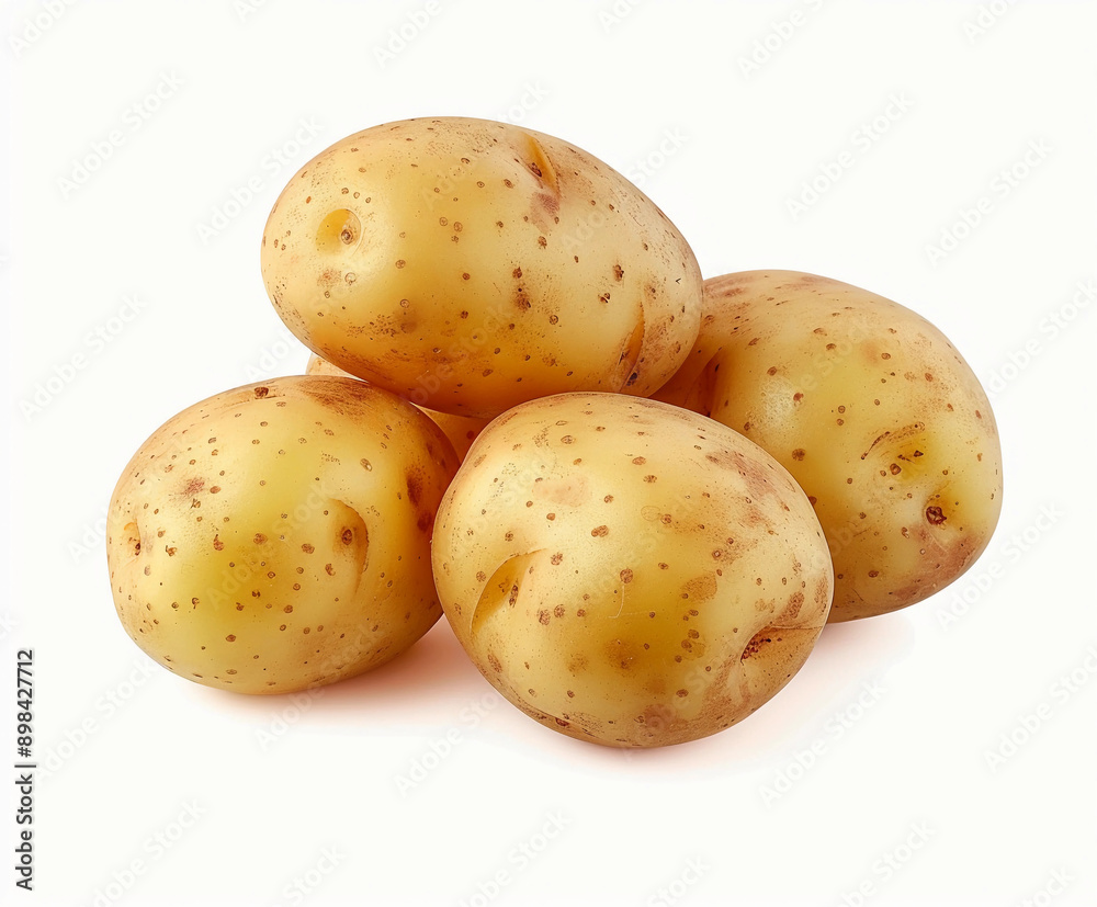 variety of potatoes : group of ripe, new potatoes isolated on white background, mixed potatoes variety of potatoes : group of ripe, new potatoes isolated on white background, mixed potatoes