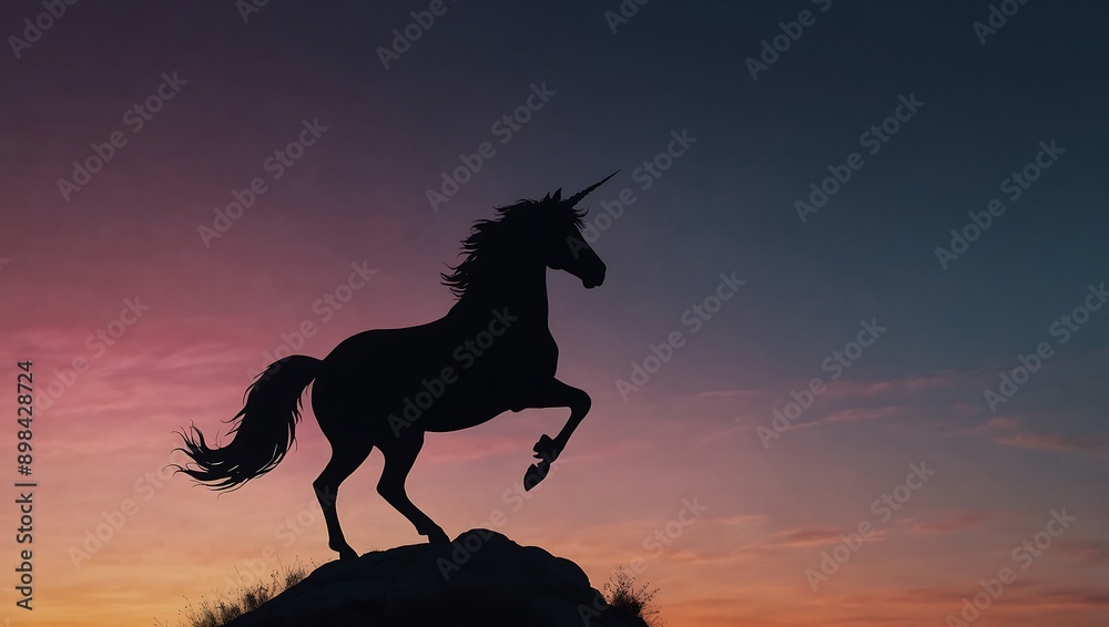 Gradient sky with a silhouette of a unicorn Gradient sky with a silhouette of a unicorn