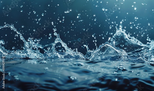 Water splash background with water splashing on the water surface, Generative AI