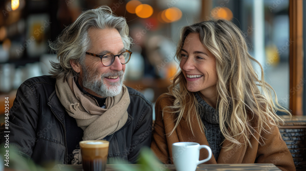 Two Happy Colleagues Enjoying Coffee Together