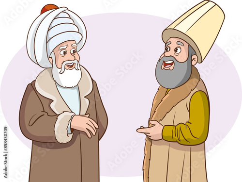 Two men of Ottoman history are standing and talking
