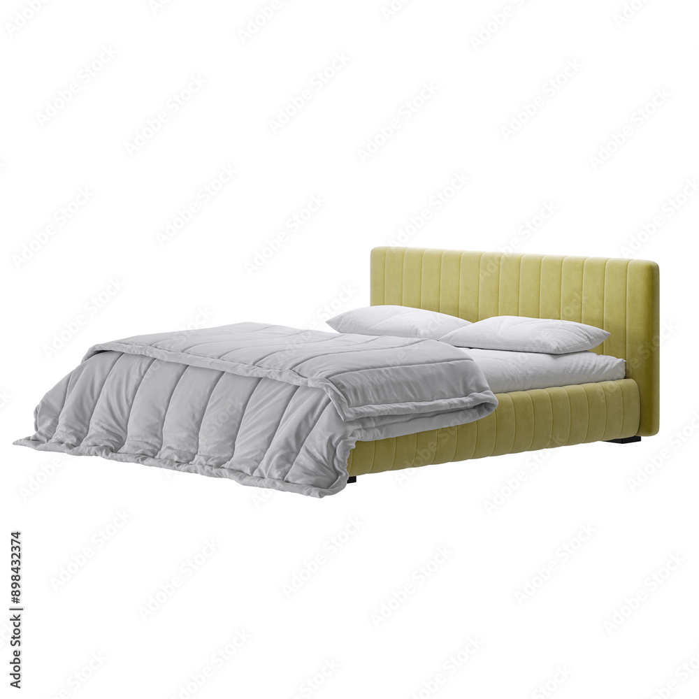 Fototapeta premium A bed, colorful design, bed, no background, different design, png, white background, isolated, abstract, 3d model.