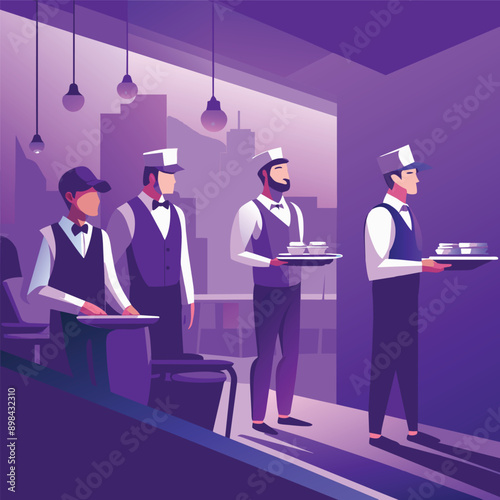 Waiters in a Cap Waiting Coffee (1).eps