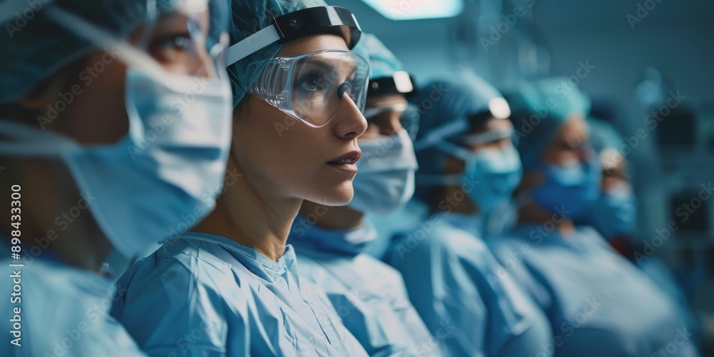 A team of healthcare professionals in a hospital setting, symbolizing medical research and healthcare development