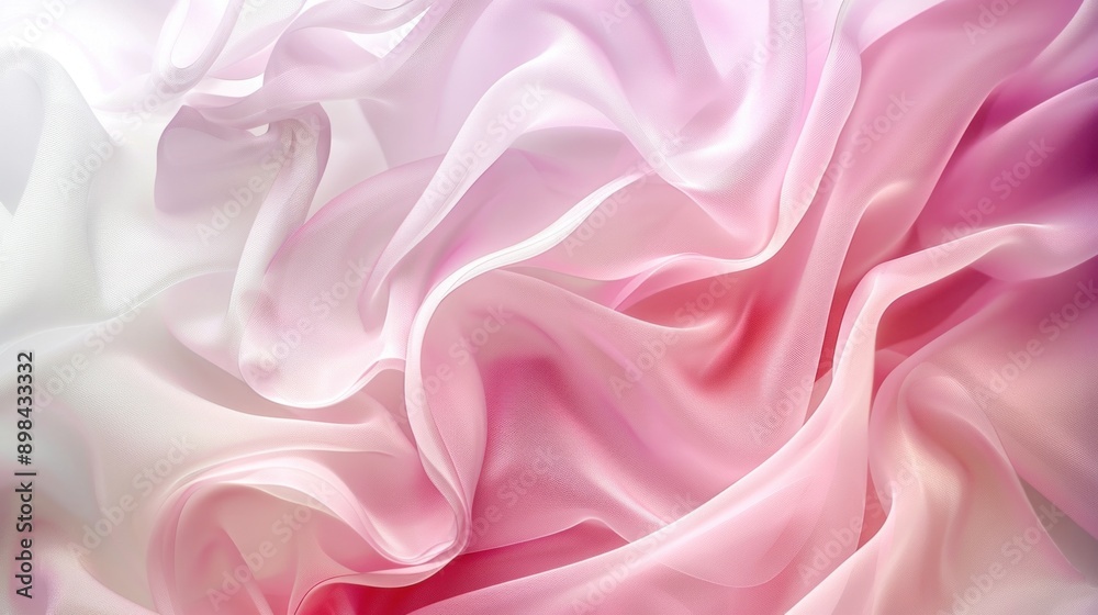 Obraz premium Abstract image featuring soft pink and white flowing layers, creating a gentle and elegant visual effect. wide angle lens
