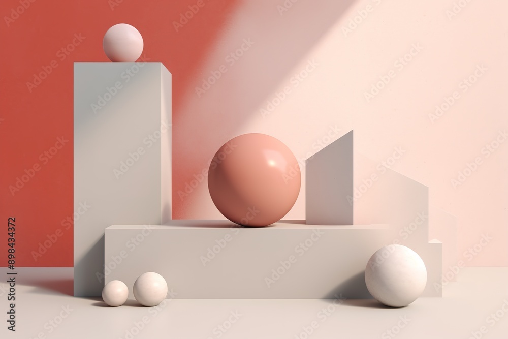 Abstract minimal geometric figures in pastel colors Abstract minimal geometric figures in pastel colors