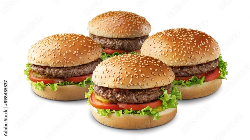 Group of hamburger isolated on white background. Package design element with clipping path Group of hamburger isolated on white background. Package design element with clipping path