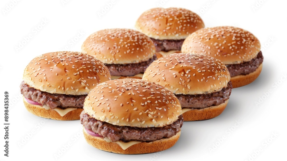 Group of hamburger isolated on white background. Package design element with clipping path Group of hamburger isolated on white background. Package design element with clipping path