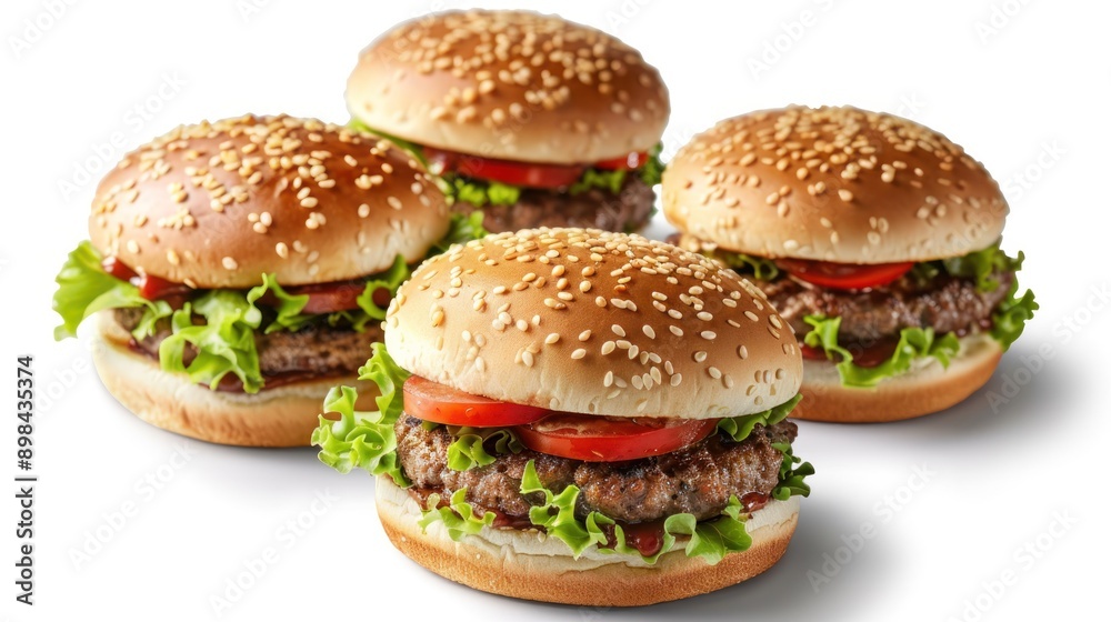 Group of hamburger isolated on white background. Package design element with clipping path Group of hamburger isolated on white background. Package design element with clipping path