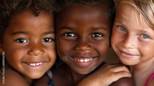 Three children with different skin tones © han