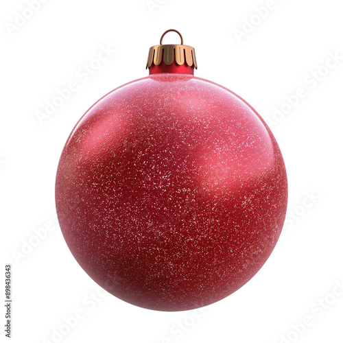 Realistic red bauble isolated. 