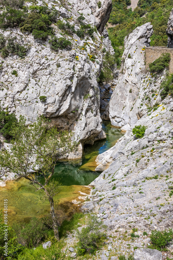 Impressive view of the Galamus gorges in France. Impressive view of the Galamus gorges in France.