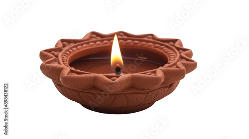 Clay diya lamp isolated. photo