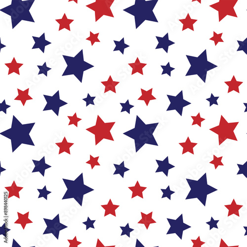 Red and blue stars pattern seamless