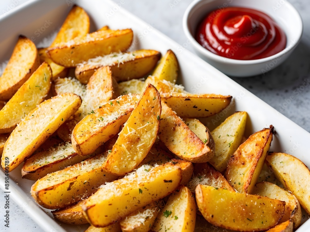 Potato Wedges with Chili Sauce. Ai Generative. Potato Wedges with Chili Sauce. Ai Generative.