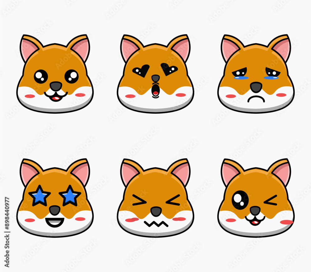 Vector design illustration of cute character, cute Sihiba emoticon Vector design illustration of cute character, cute Sihiba emoticon