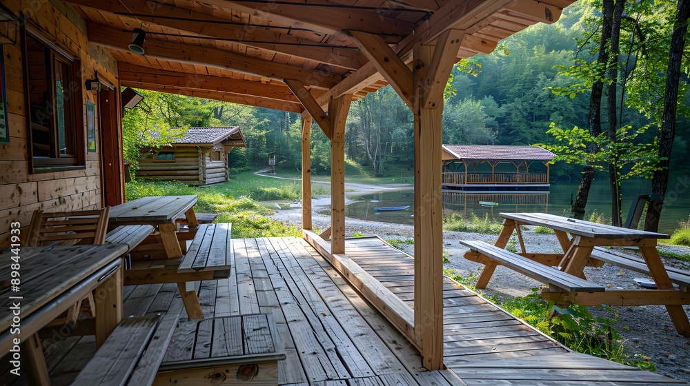 A serene wooden cabin deck overlooking a tranquil lake, surrounded by lush greenery, perfect for nature retreats and relaxation. A serene wooden cabin deck overlooking a tranquil lake, surrounded by lush greenery, perfect for nature retreats and relaxation.
